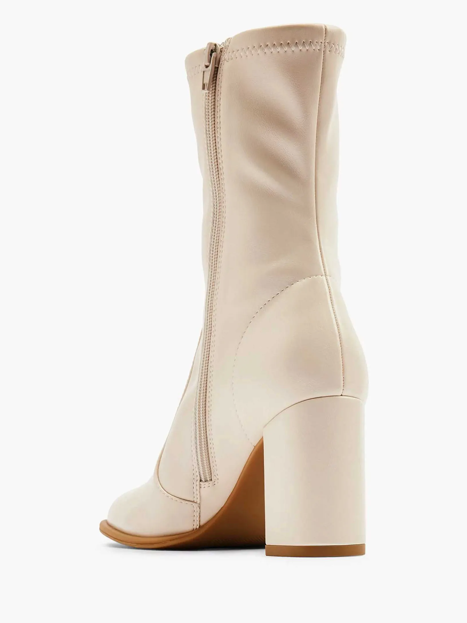 Beige Enkellaars Hak