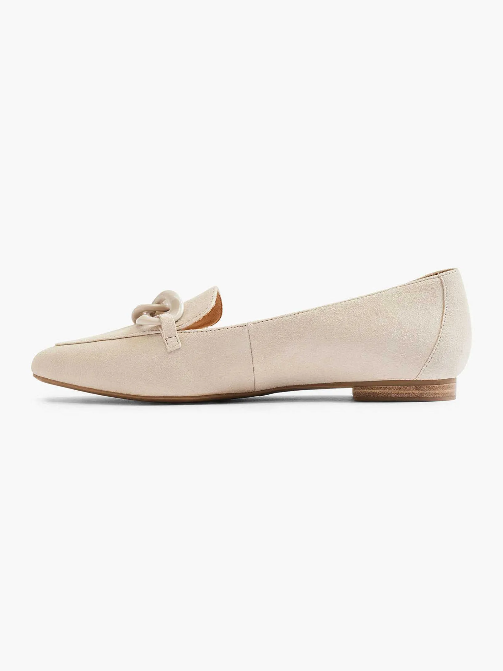 Beige Leren Loafer Sierketting