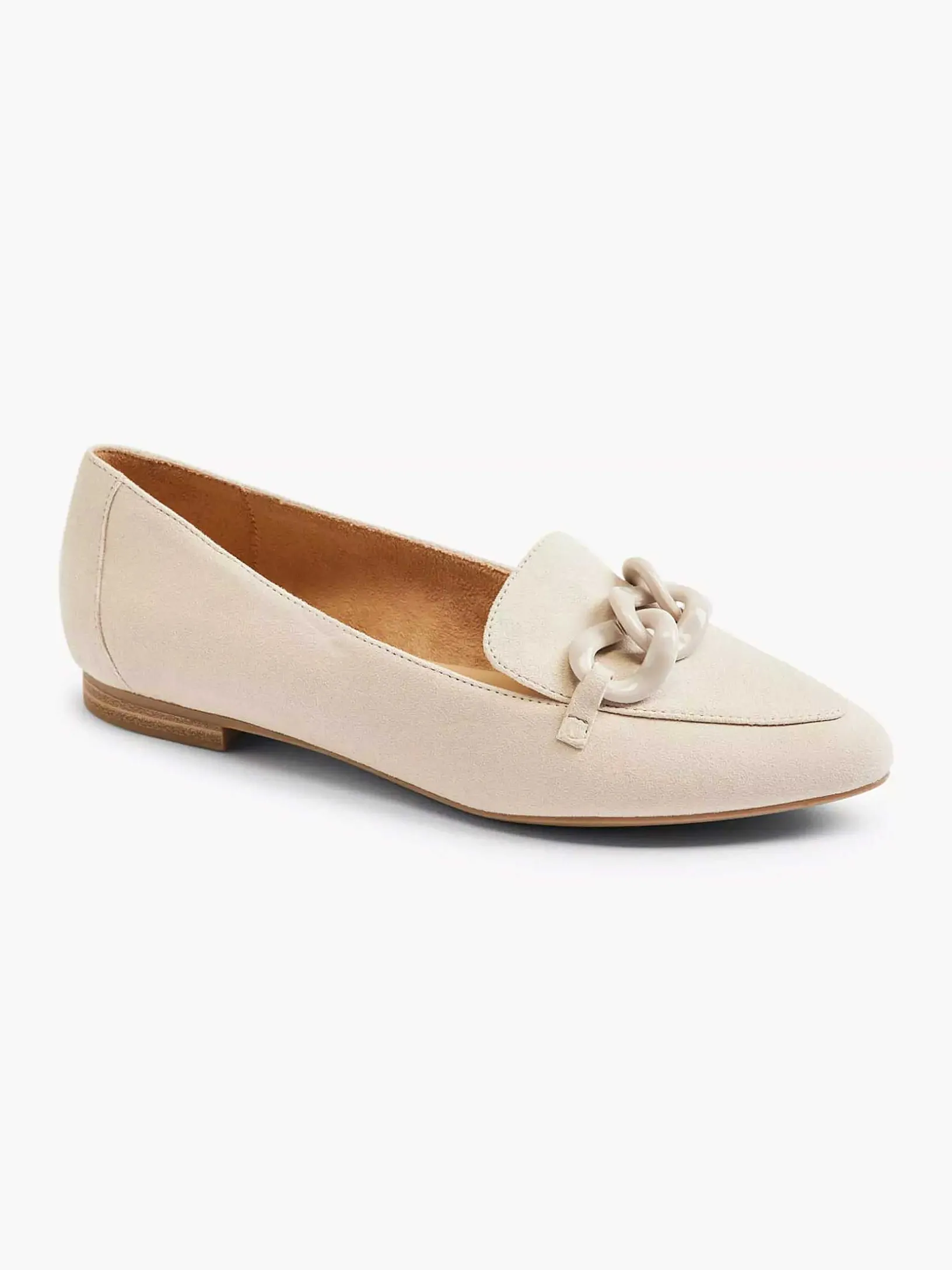Beige Leren Loafer Sierketting