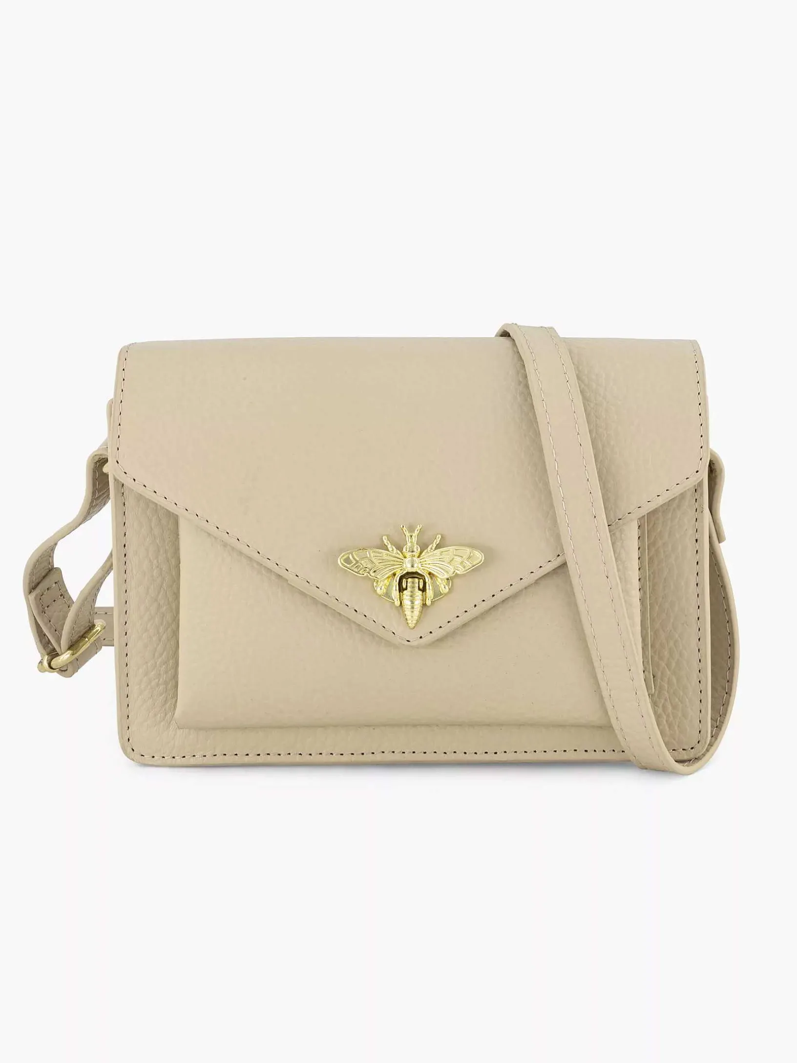Beige Leren Schoudertas