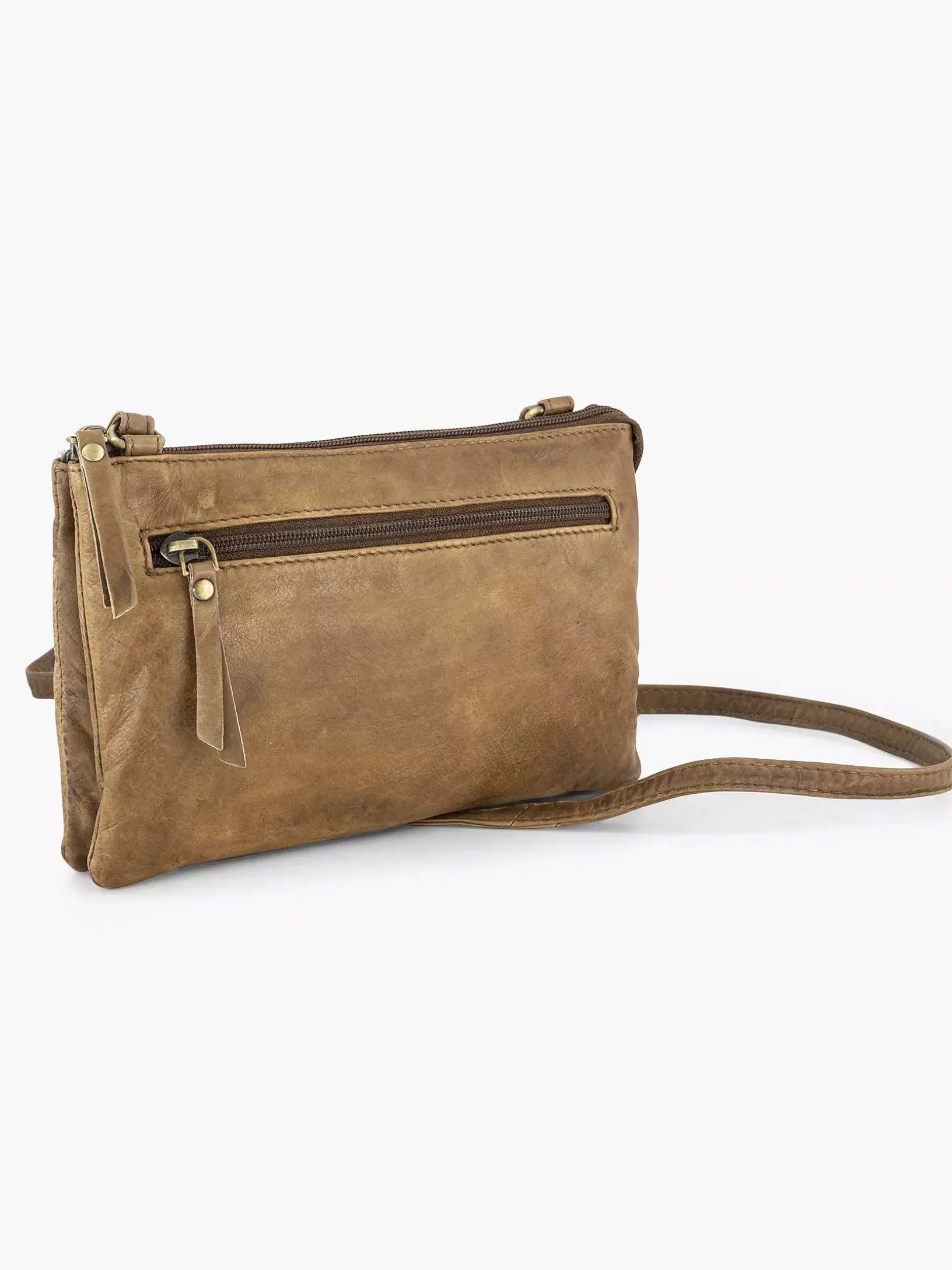 Beige Leren Schoudertas