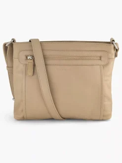 Beige Leren Schoudertas