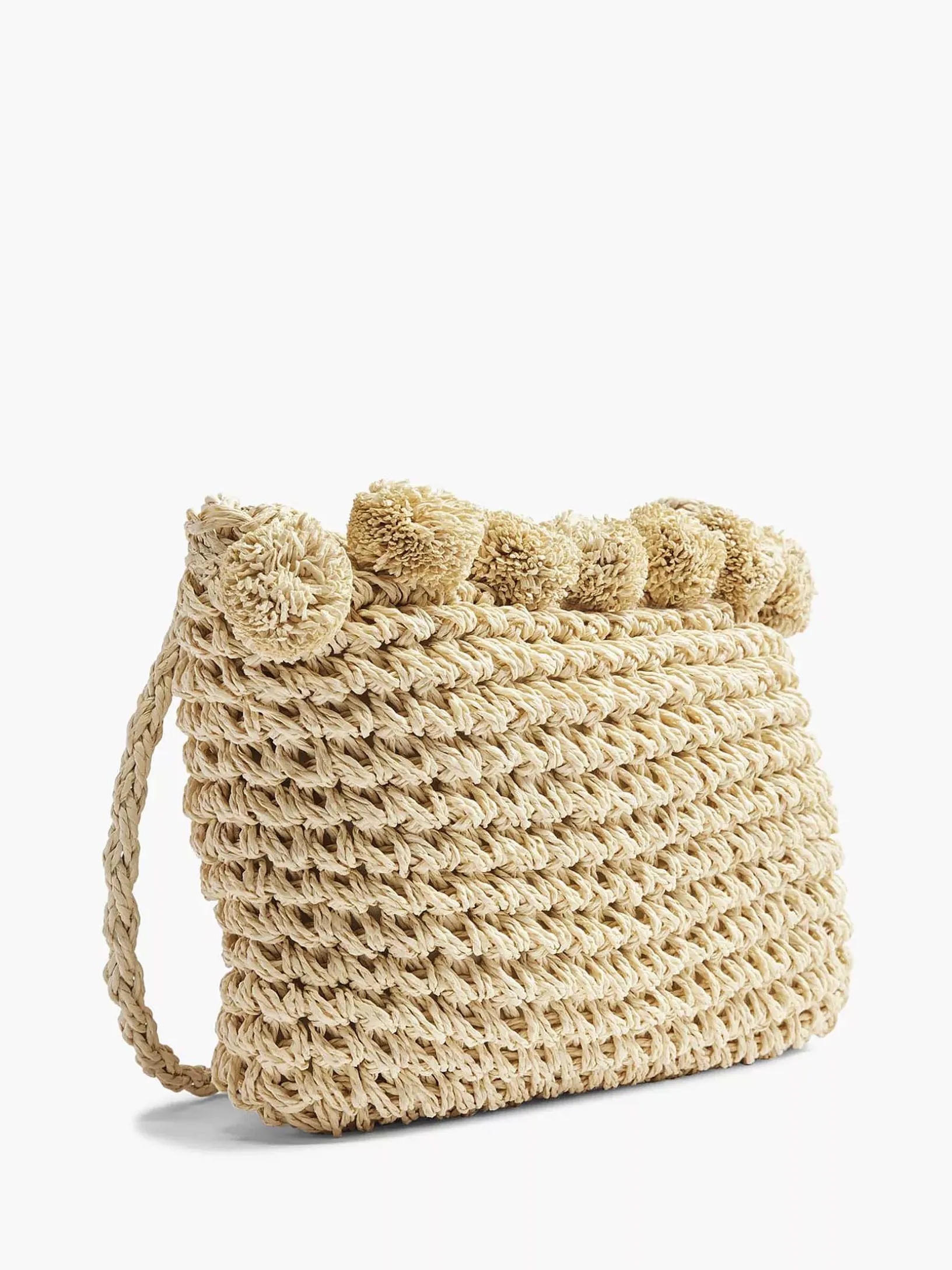 Beige Rieten Schoudertas