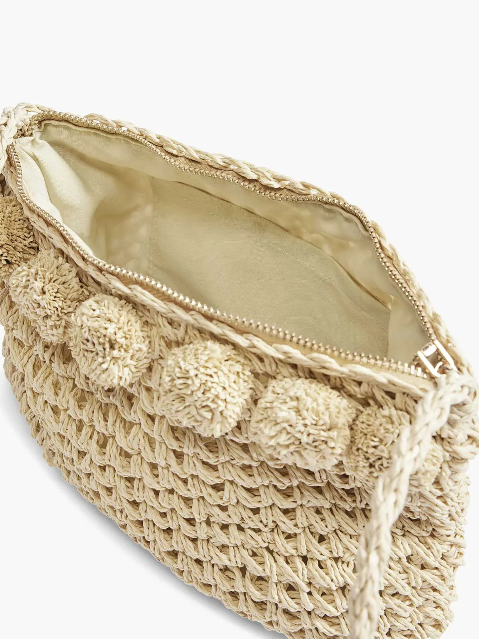 Beige Rieten Schoudertas