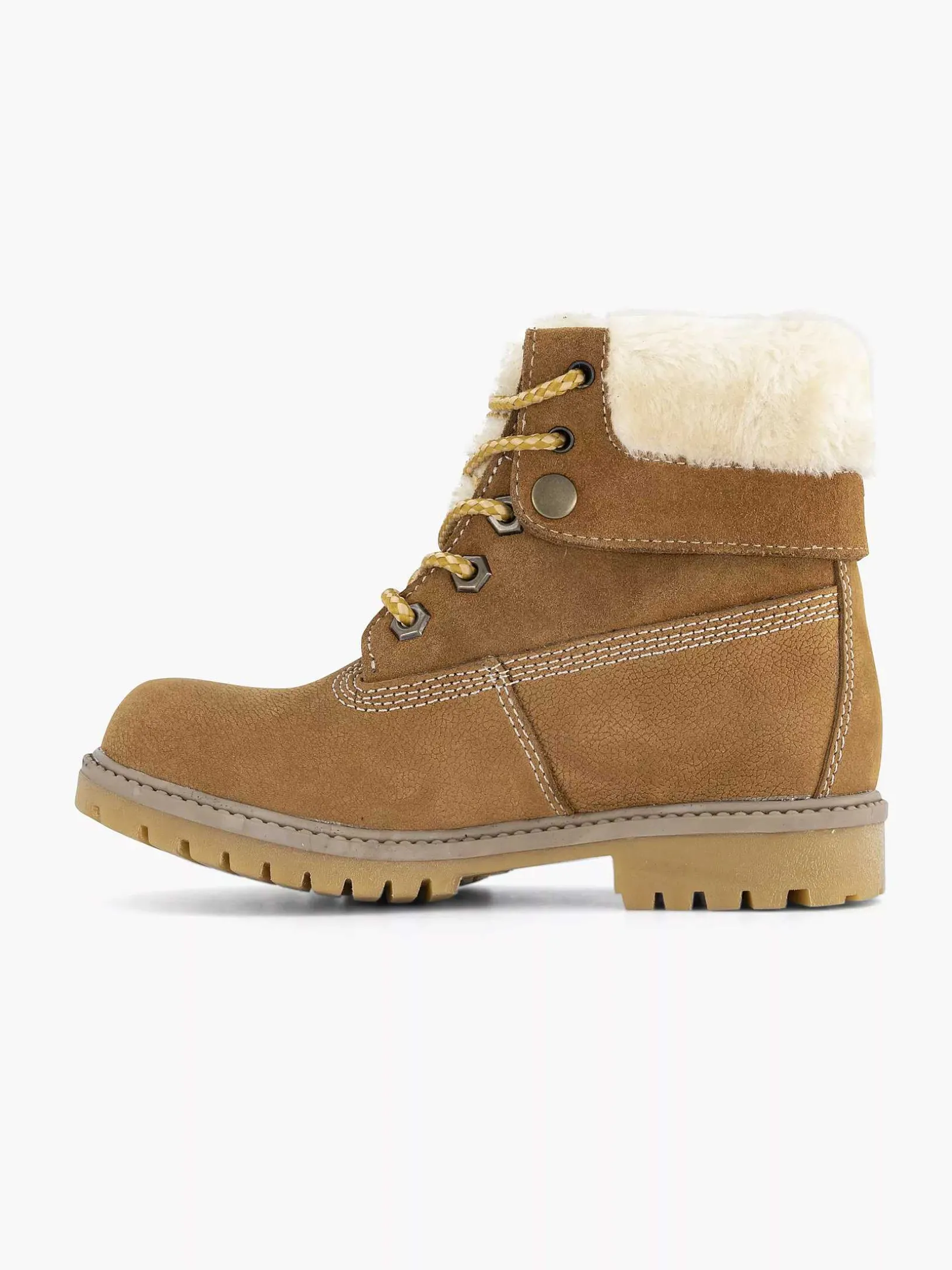 Cognac Leren Veterboot Gevoerd