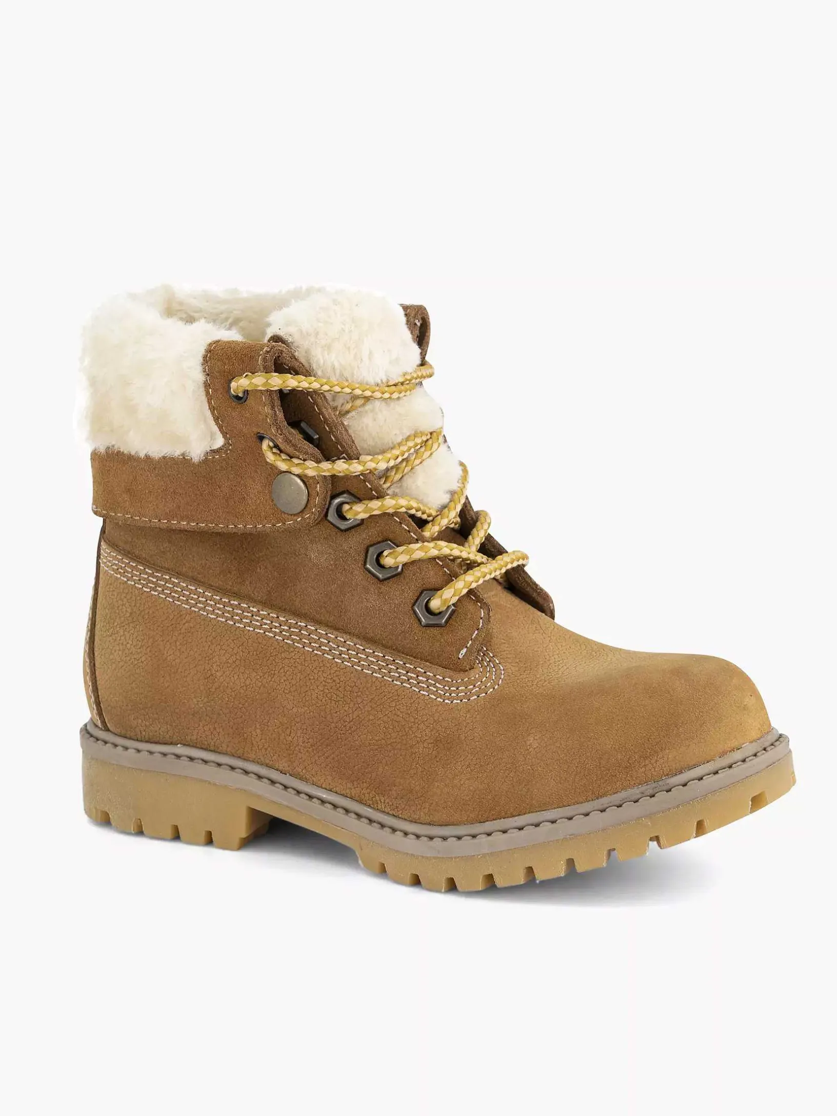 Cognac Leren Veterboot Gevoerd