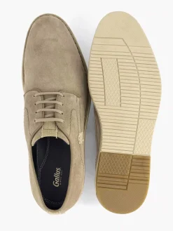 Zandkleurige Leren Veterschoen