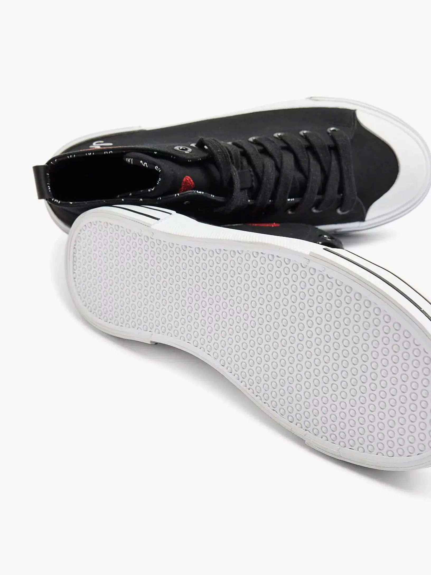 Zwarte Hoge Canvas Sneaker Hartje