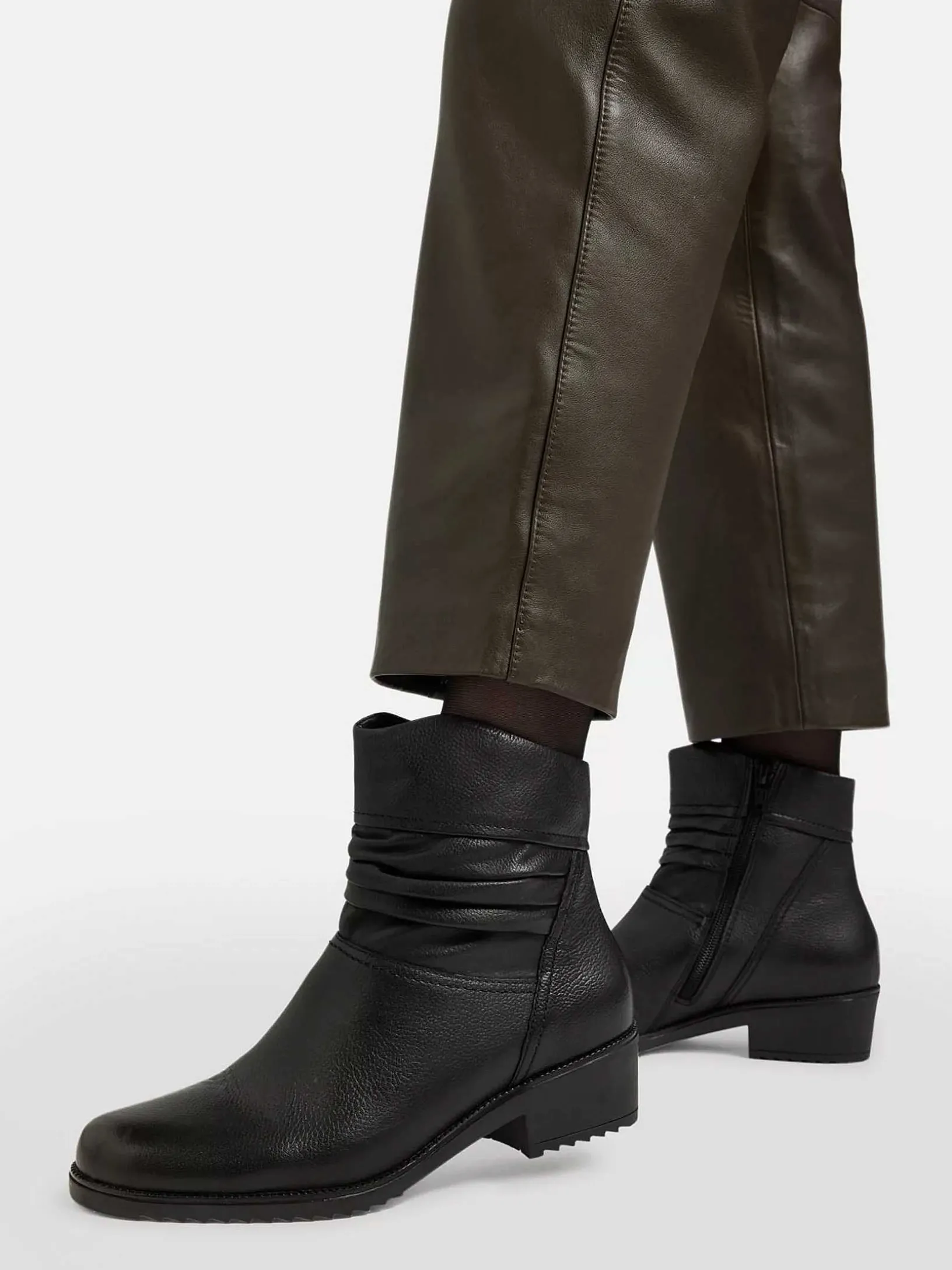 Zwarte Leren Comfort Enkellaars