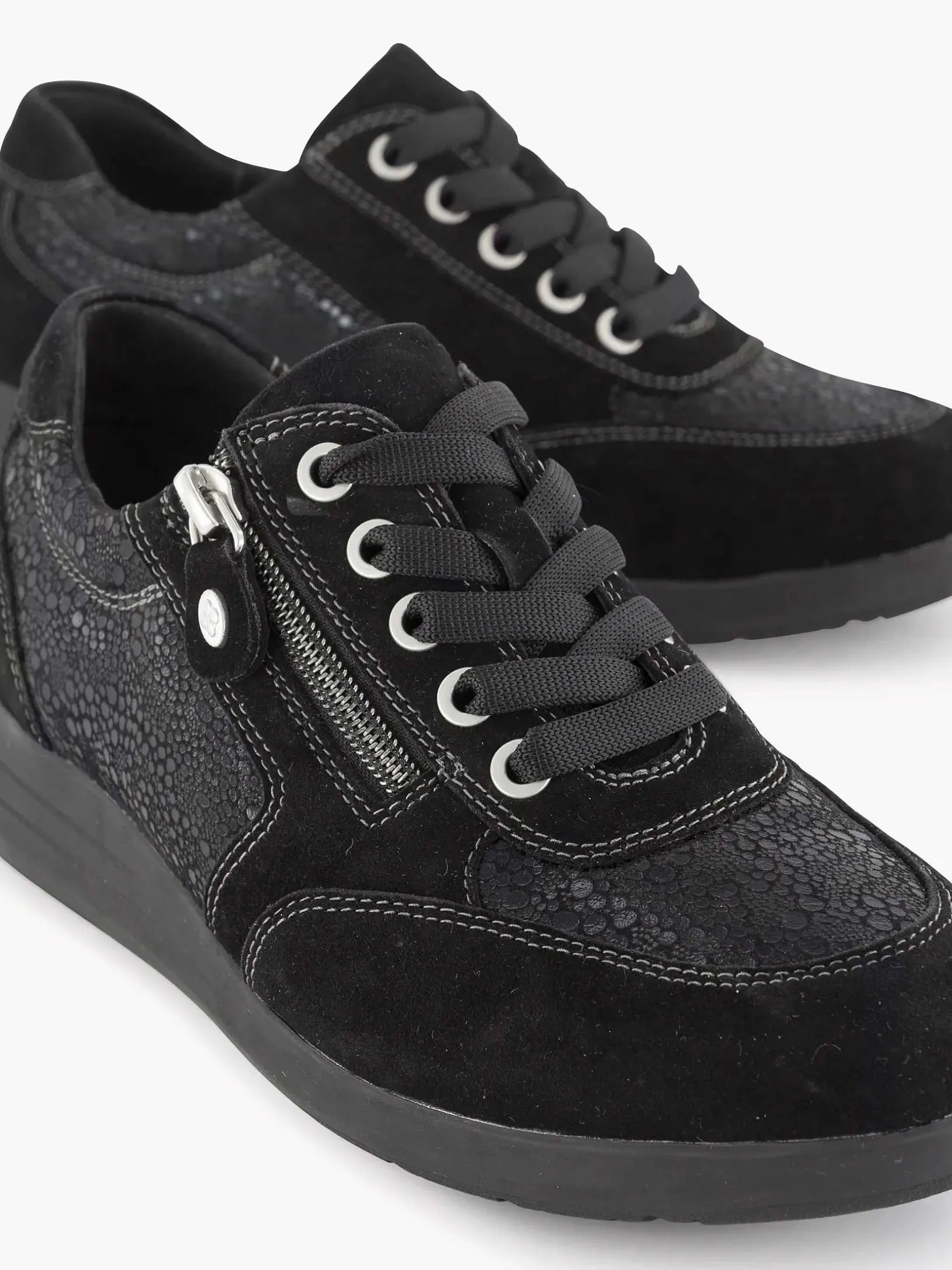 Zwarte Leren Comfort Sneaker