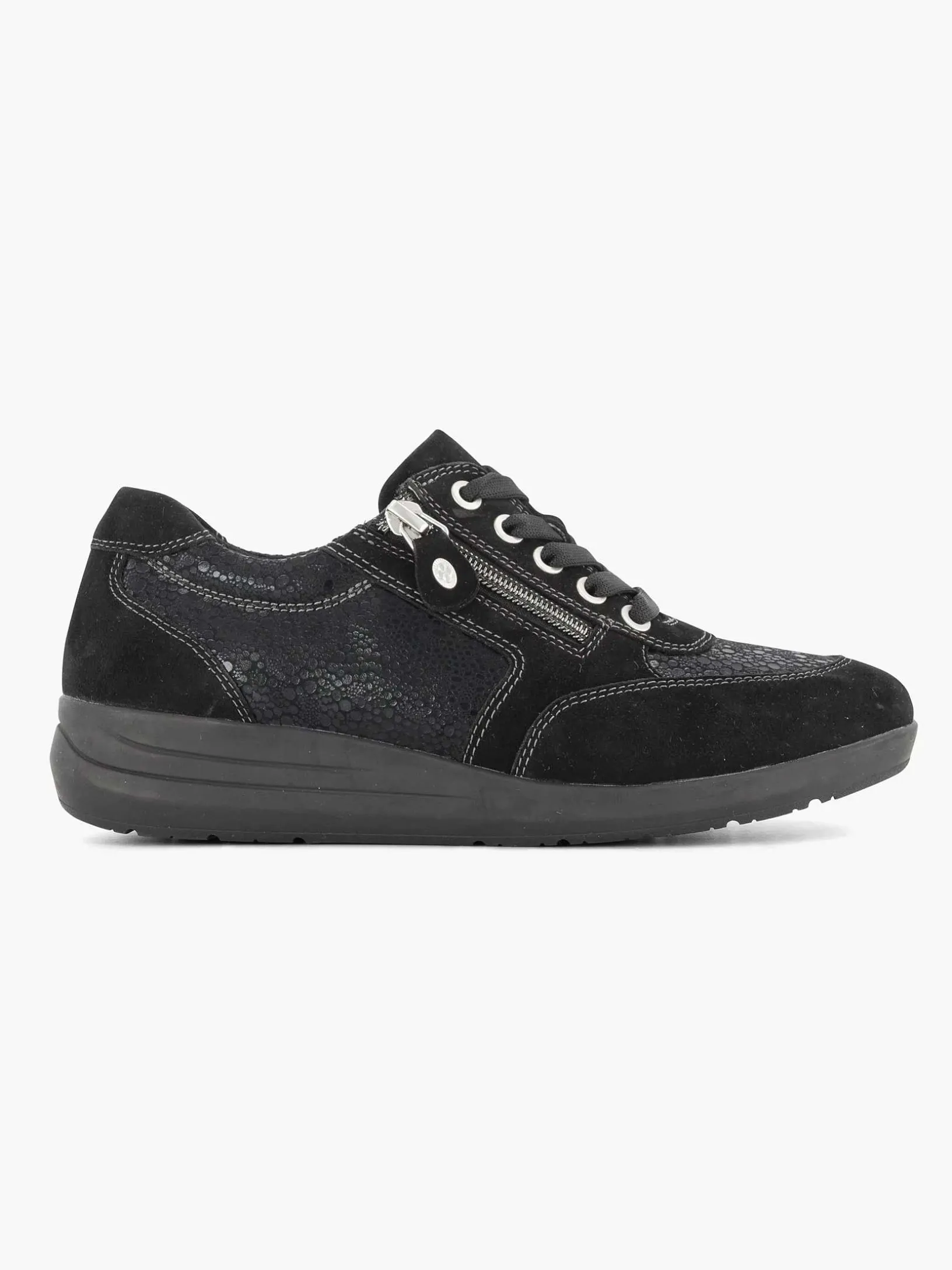 Zwarte Leren Comfort Sneaker