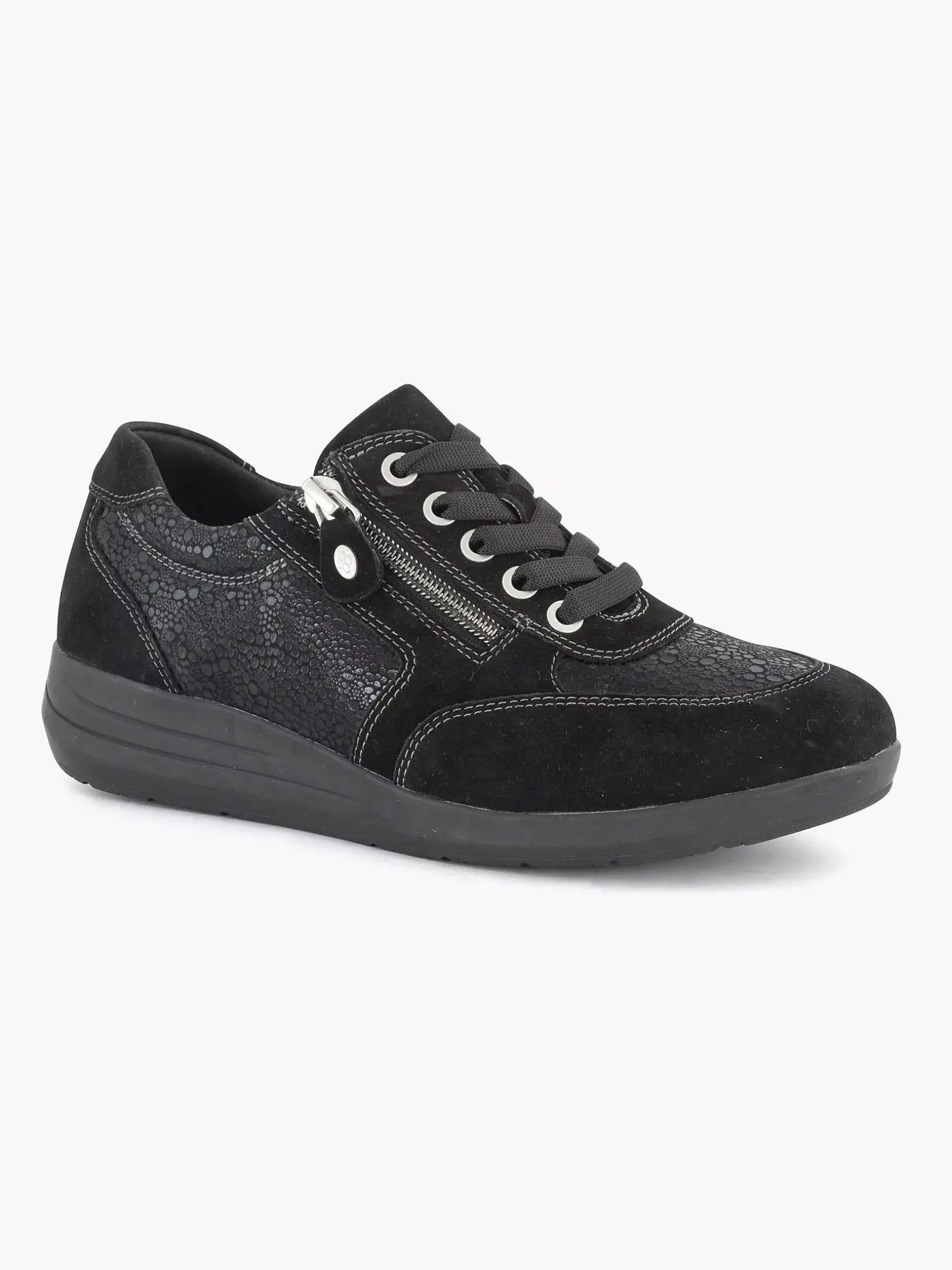 Zwarte Leren Comfort Sneaker