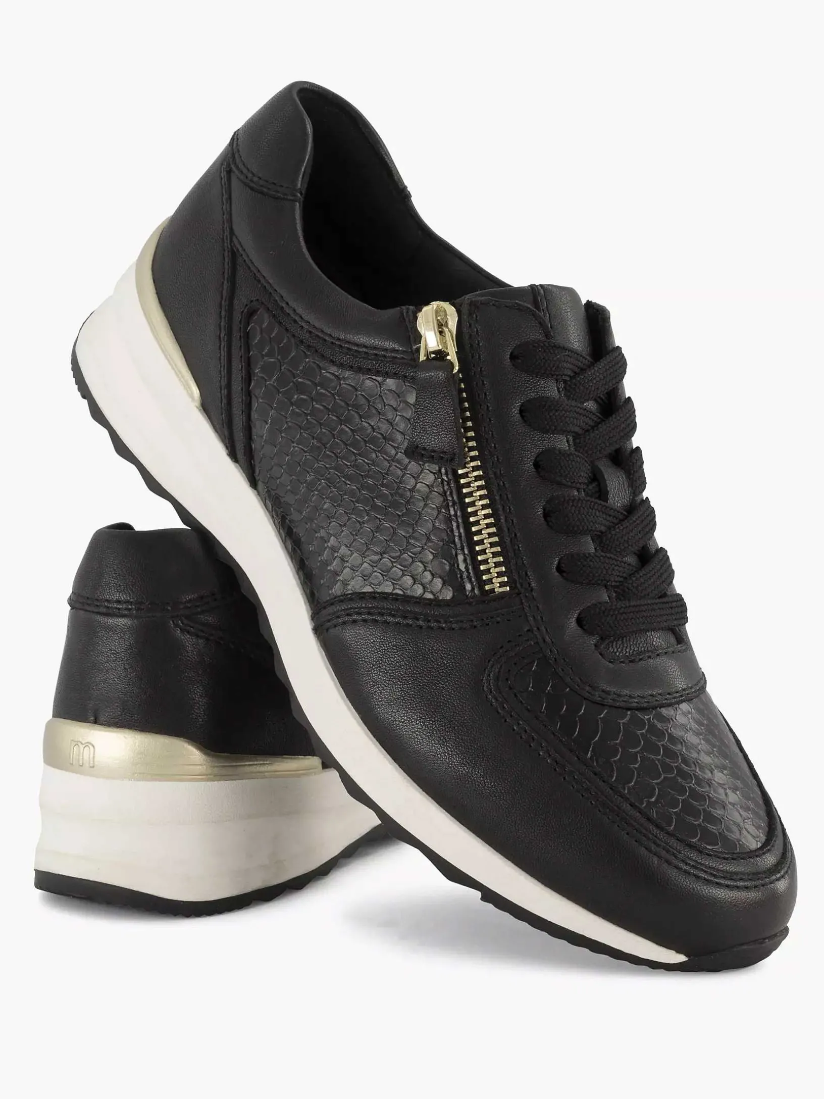Zwarte Leren Comfort Sneaker
