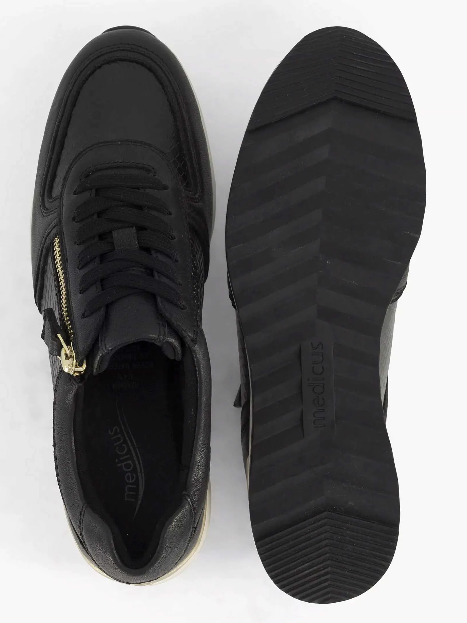Zwarte Leren Comfort Sneaker