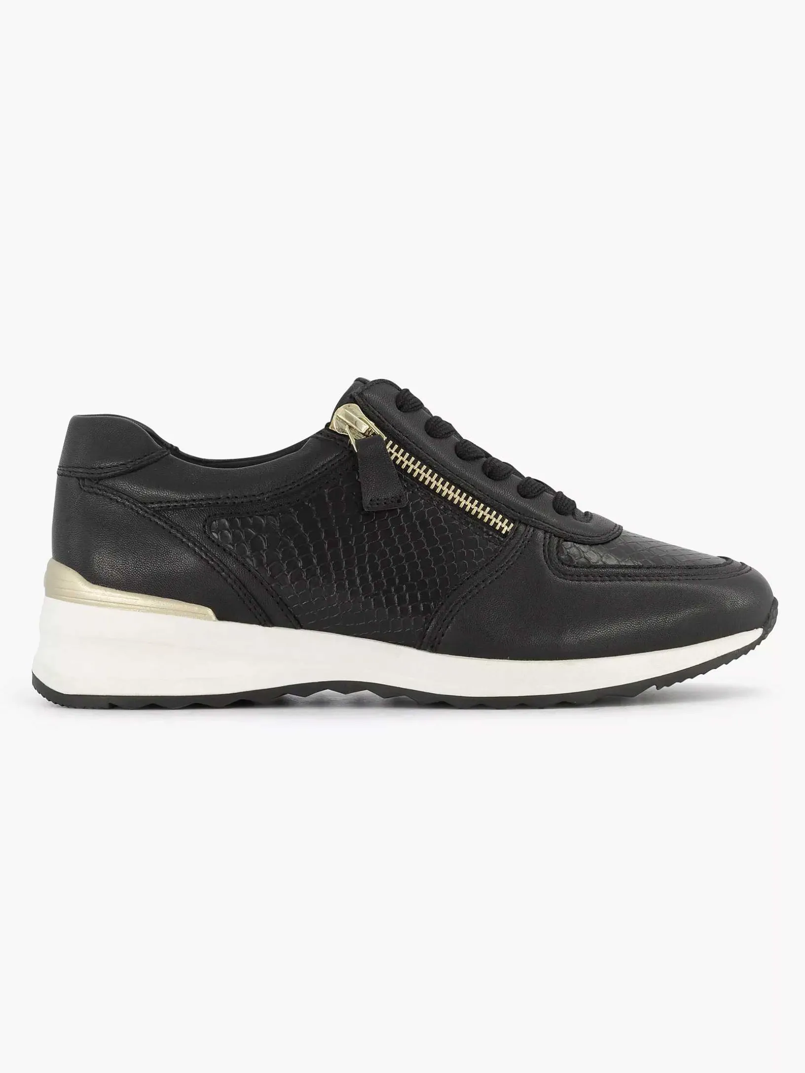 Zwarte Leren Comfort Sneaker