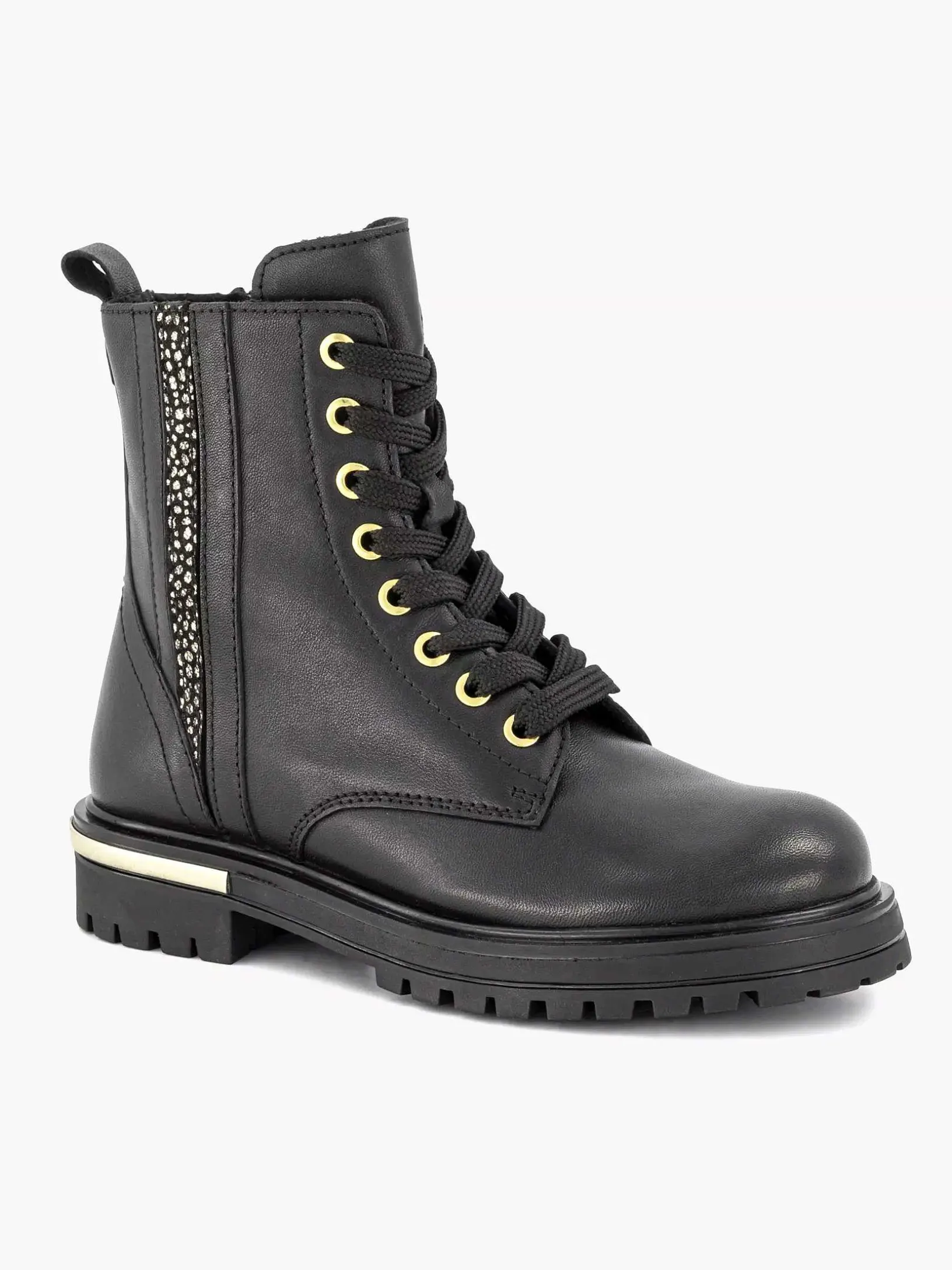 Zwarte Leren Veterboot