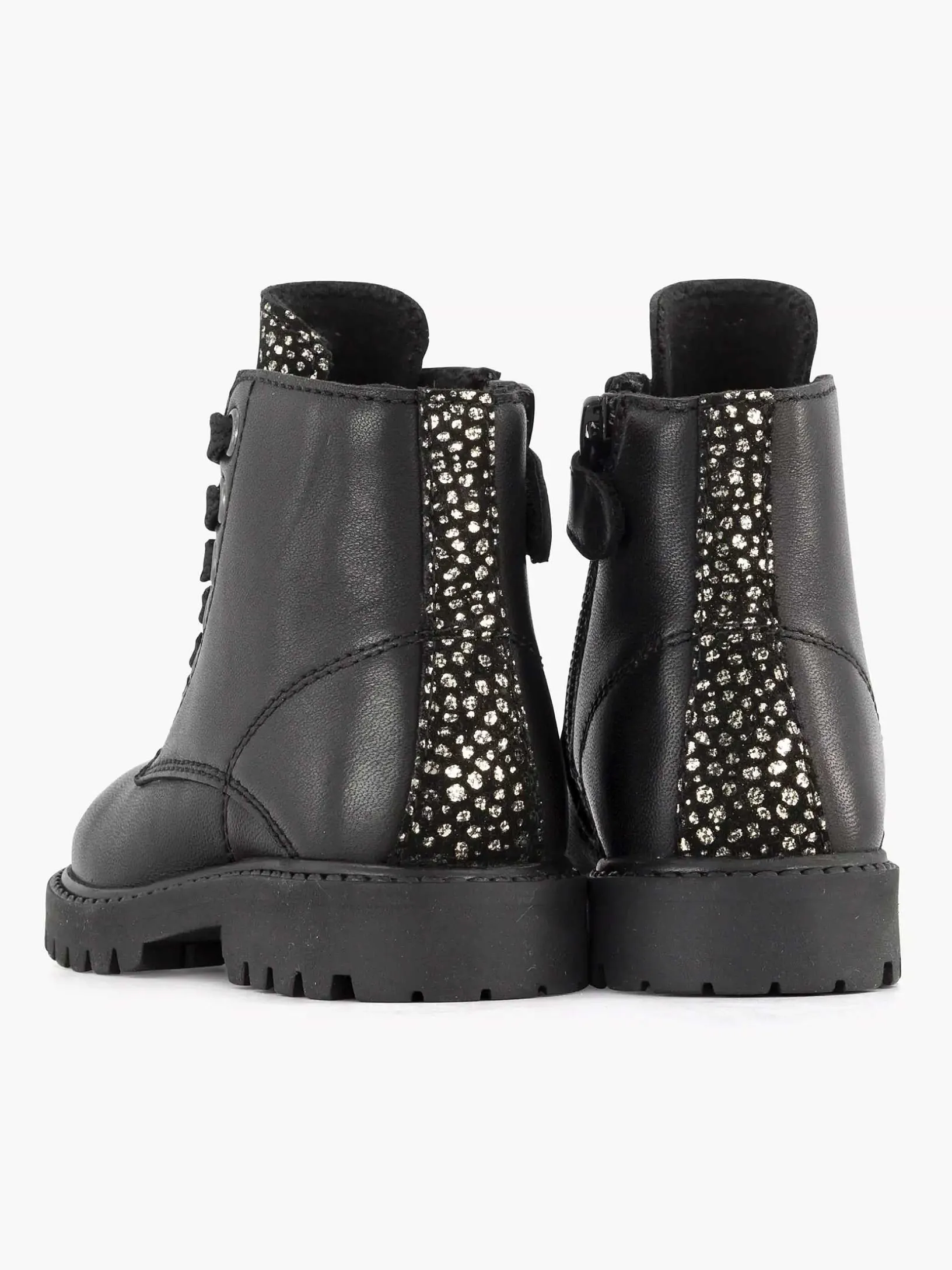 Zwarte Leren Veterboot