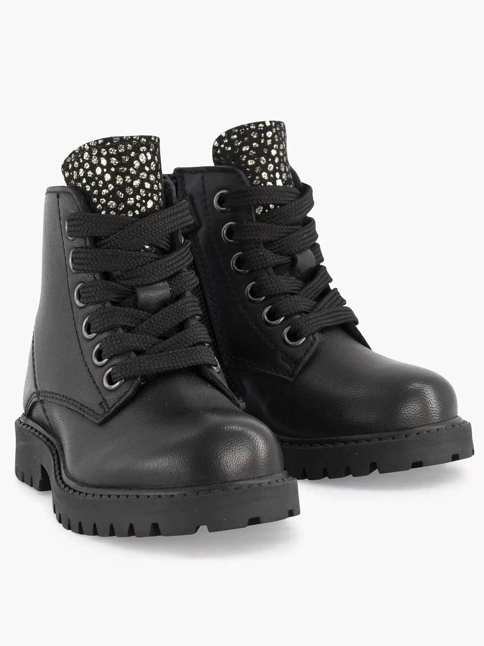 Zwarte Leren Veterboot