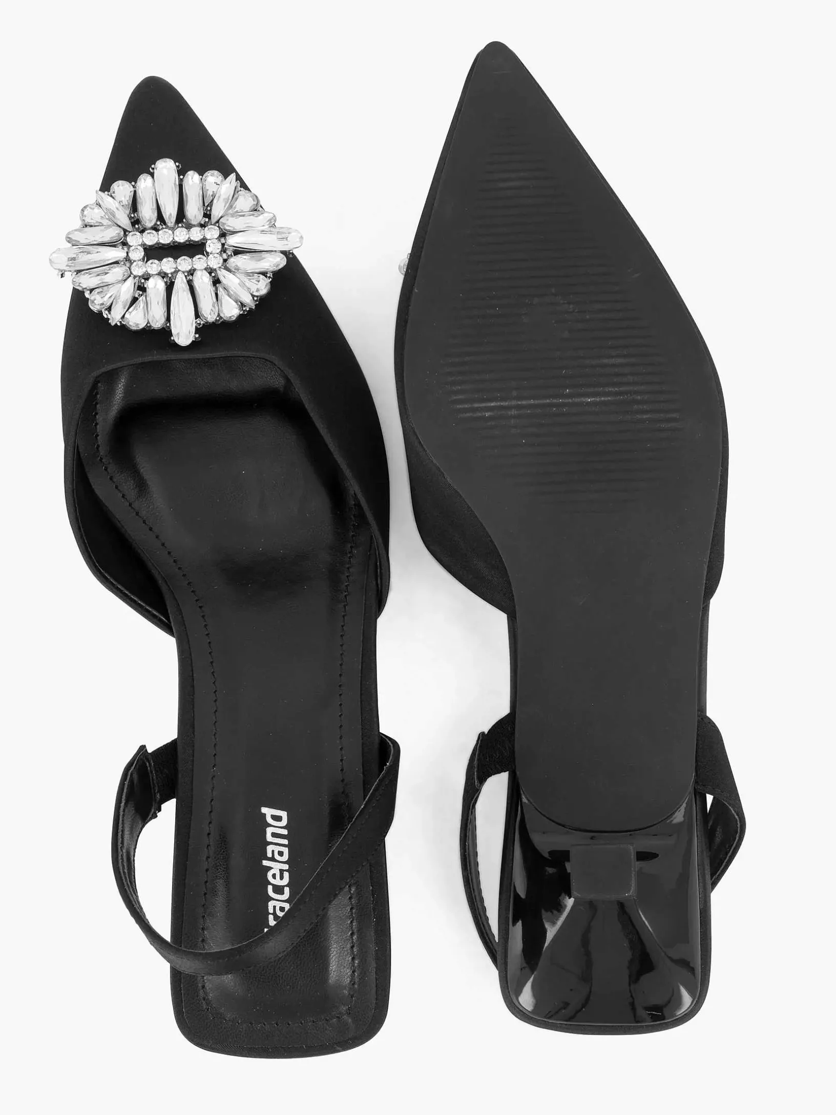 Zwarte Slingback Steentjes