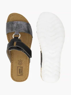 Zwarte Slipper Leren Voetbed
